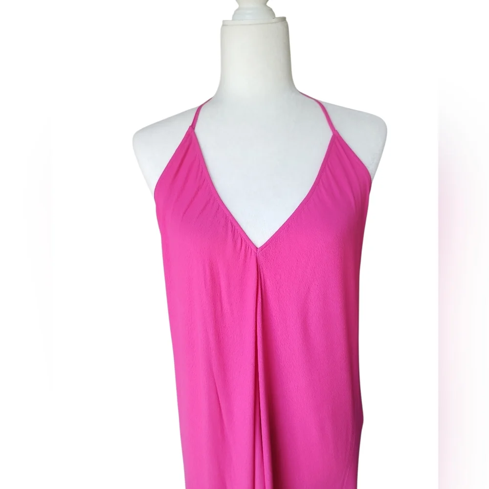 NWT bobi BLACK V Neck Low Back Halter Dress, Size Small, Color Fuchsia